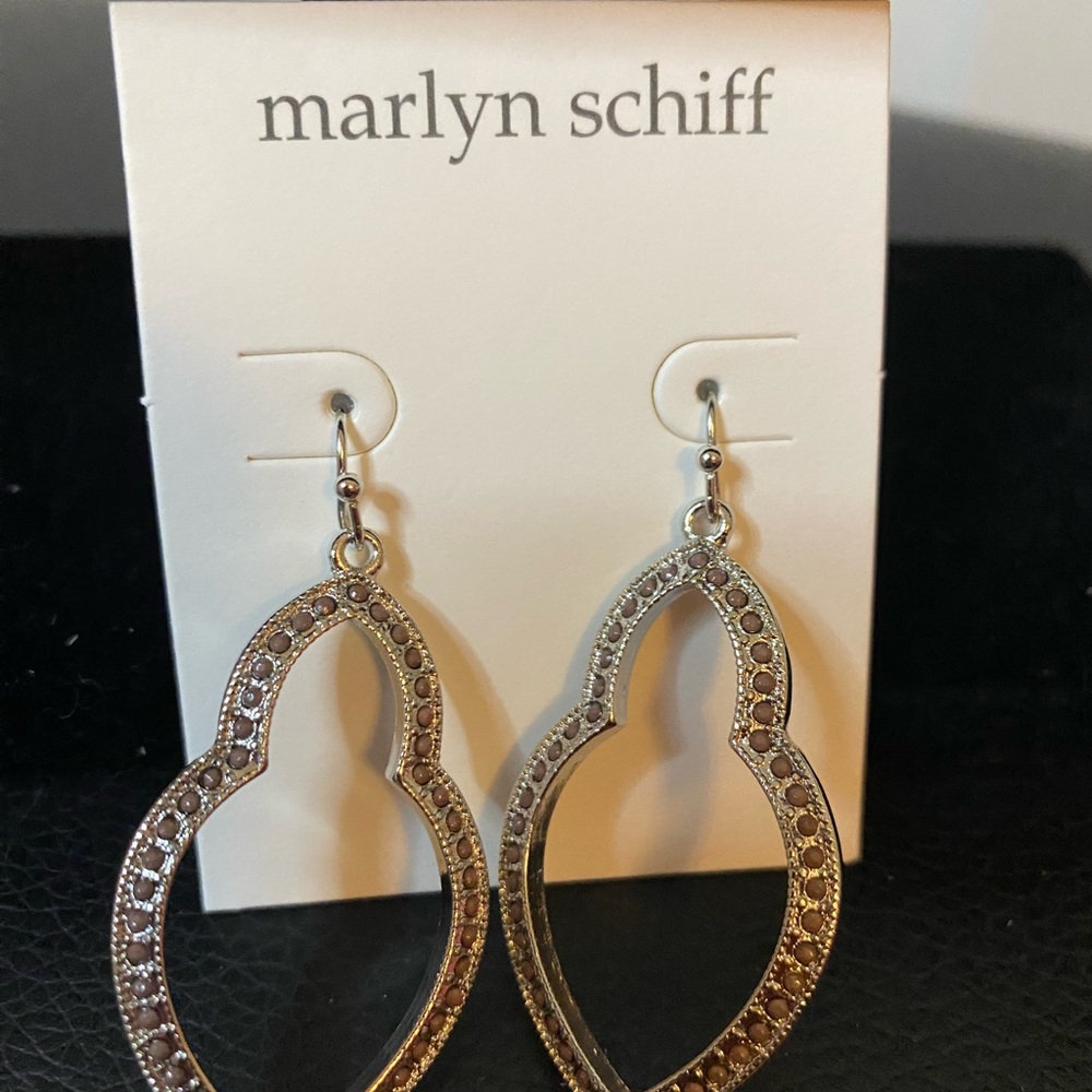 Marlyn Schiff Metallic and Brown Dangle Earrings